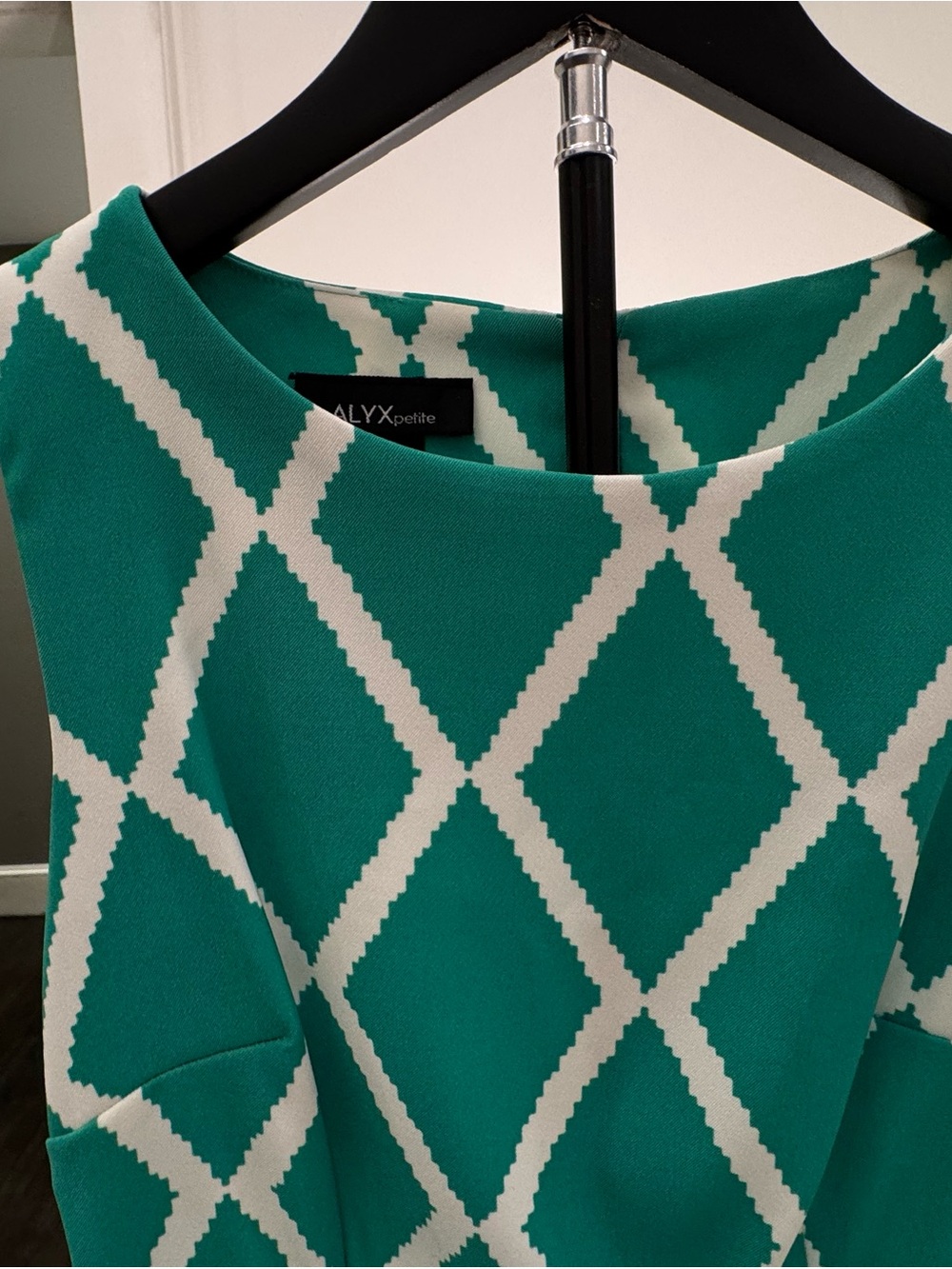 ALYX Teal and White Geometric Midi Sheath Dress - Picture 11 of 12